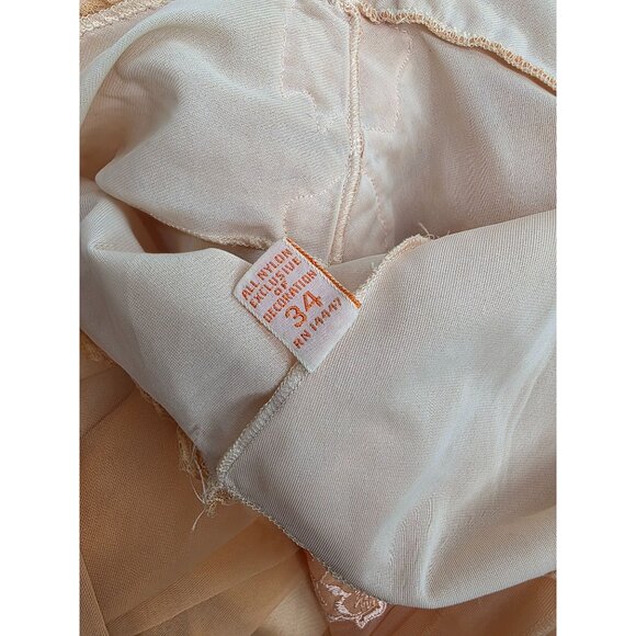 Vintage 1950s Gotham Gold Stripe Peach Nylon & Lace Full Slip‎ Dress 34 - Picture 5 of 8